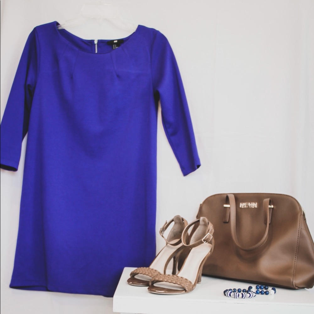 H&M Cobalt Blue Long Sleeve Dress- Size S